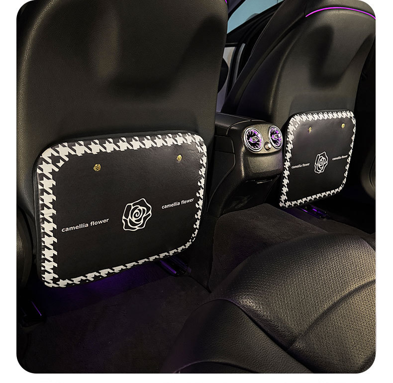 Simple and Stylish Camellia Stain-Resistant Car Seat Back Anti-Kick Pad Simple and Comfortable Storage Bag Anti-Kick Pad Anti-Dirty Pad