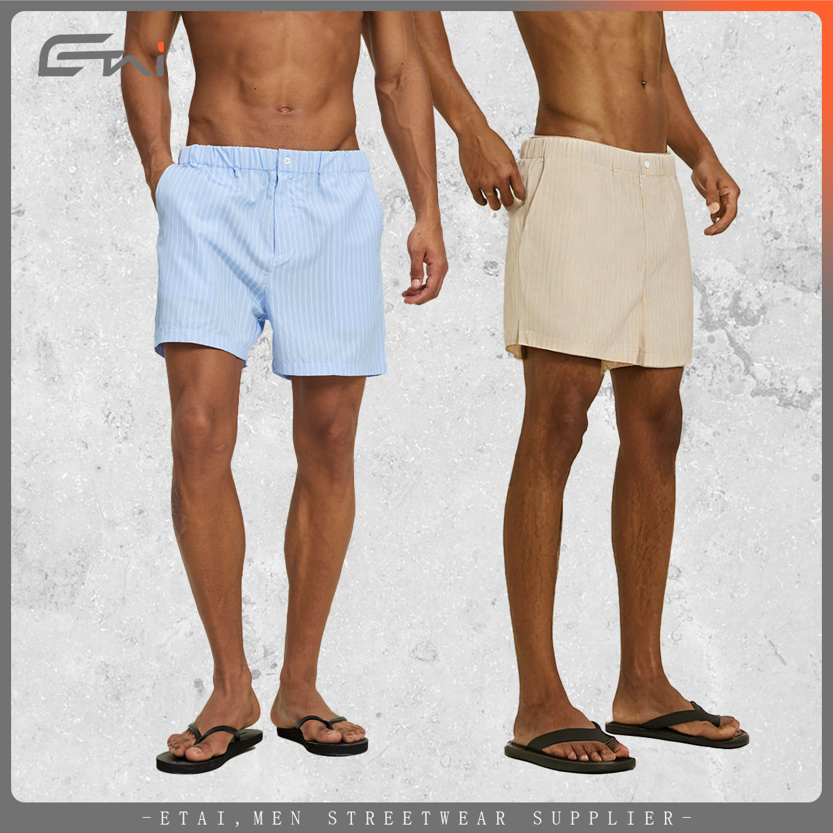 ETAI hombre de verano a rayas pantalones para hombre casual simple de bolsillo suelto pantalones cortos de playa para adolescentes
