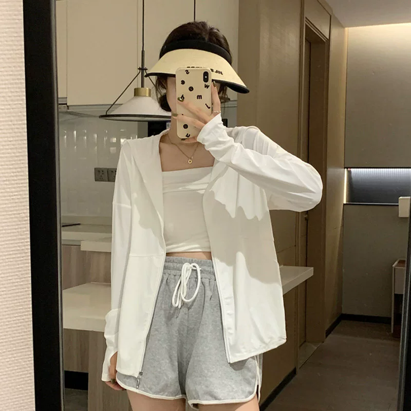 Солнцезащитная одежда из ледяного шелка, Женская универсальная дышащая тонкая куртка, новая летняя свободная Спортивная Солнцезащитная одежда с защитой от ультрафиолета на открытом воздухе