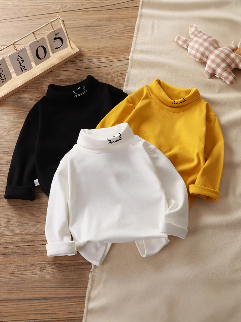 Camisetas térmicas para niños, capa base de manga larga con cuello vuelto, camisa fina de capa base, camisa de una sola pieza para niñas, otoño e invierno.
