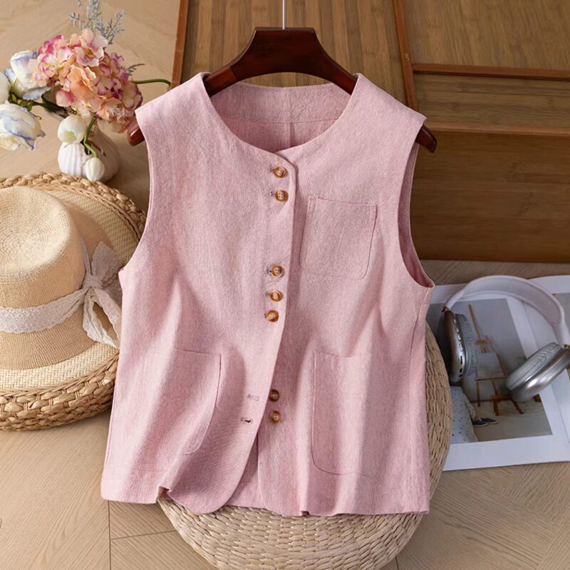 New Style Artistic Versatile Sleeveless Vest for Casual Wear and Work