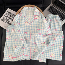 三件套-夏季新款女睡衣云朵棉短袖长裤甜美卡通家居服套装直播款