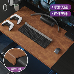疯马纹皮革鼠标垫超大号电脑桌垫办公桌面键盘垫电竞轻奢高级感
