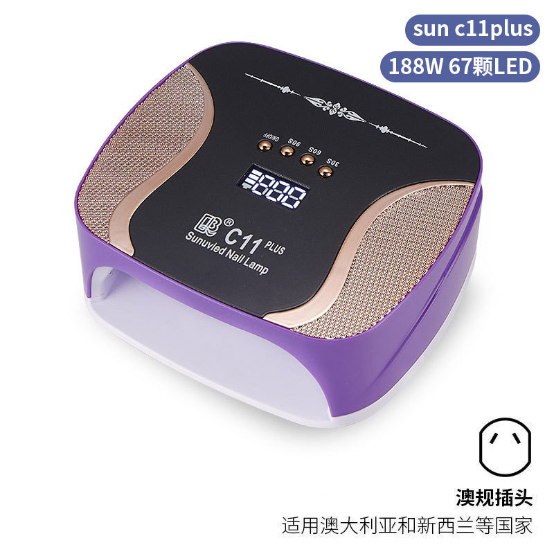 Lámpara de manicura inteligente de alta gama de luz de terapia de diamante 256W de alta potencia de pegamento de vinilo lámpara de horneado de dos manos secador de uñas transfronterizas