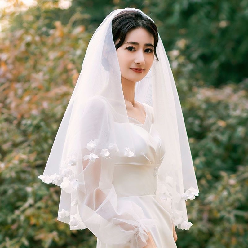 Veil 2022 New Headwear Bride Main Wedding Dress Photo Props Certificate Wedding Proposal White Pearl Flower