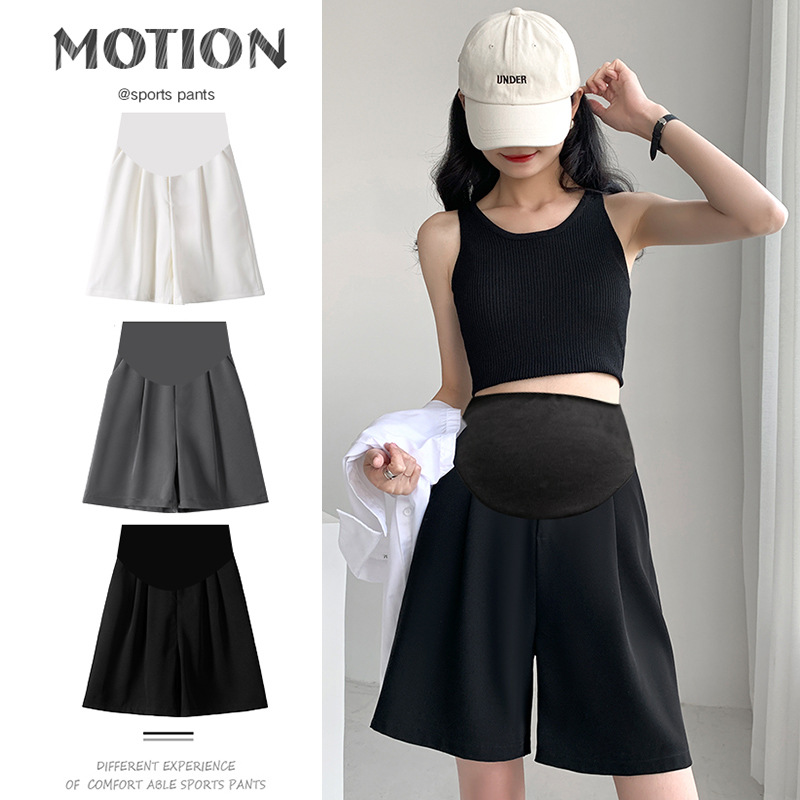 Maternity Shorts for Women, Summer Outerwear, Thin, High-Waisted, Five-Point Suit Style, Straight, Loose, Plus Size, Casual