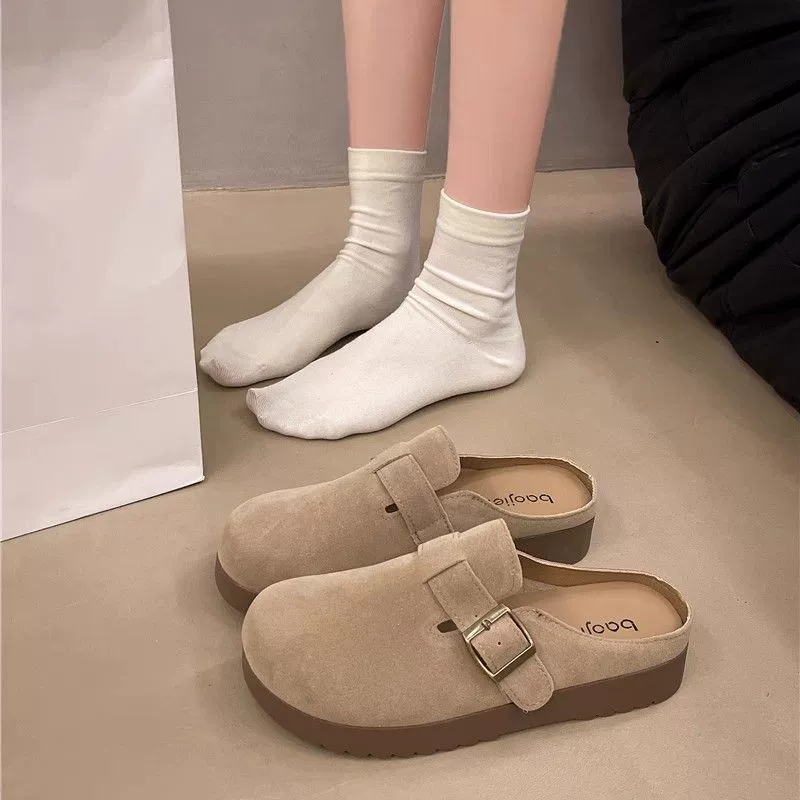 Женские ботинки Birkenstock на толстой подошве для верхней одежды 2025 года: лето, осень и зима, новый стиль, ленивые одноногие Birkenstock полуподошвки