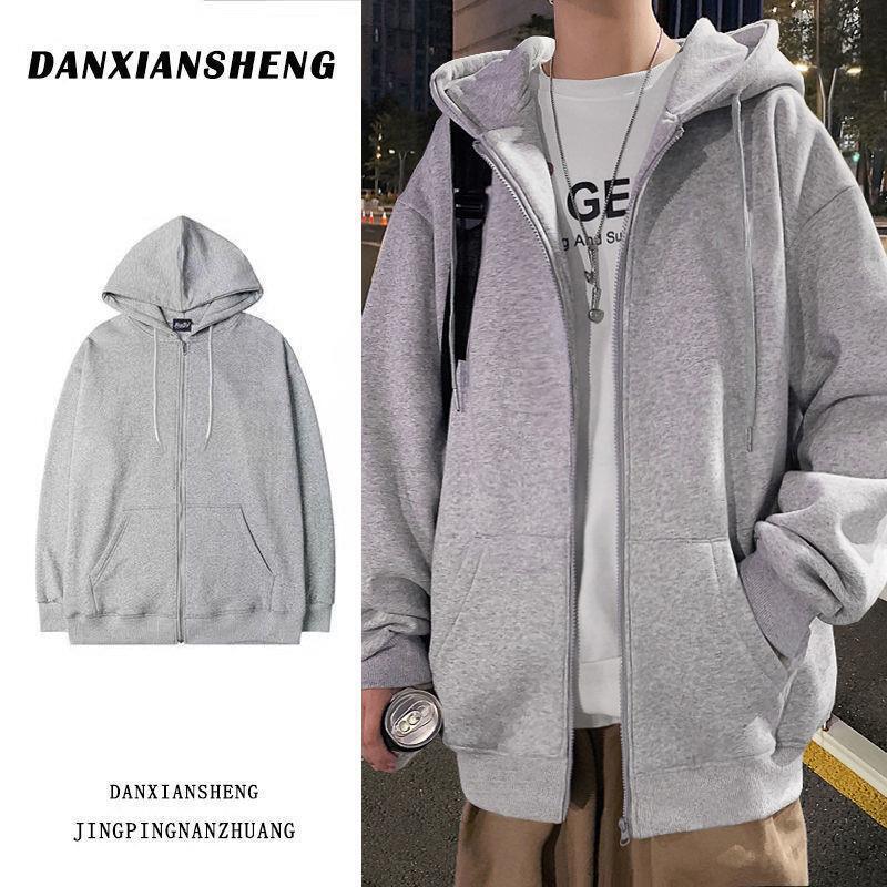 2024 Early Spring and Autumn New Korean Style Loose Sweater Cardigan Men's Slim Bf Boyfriend Style Coat Zipper Top