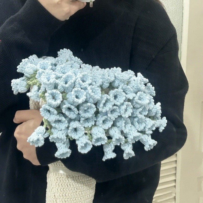 ローズブーケブランケット完成品手作りウールかぎ針編み花スズランガールフレンドの誕生日中国のバレンタインデーのDIYギフトとして|undefined