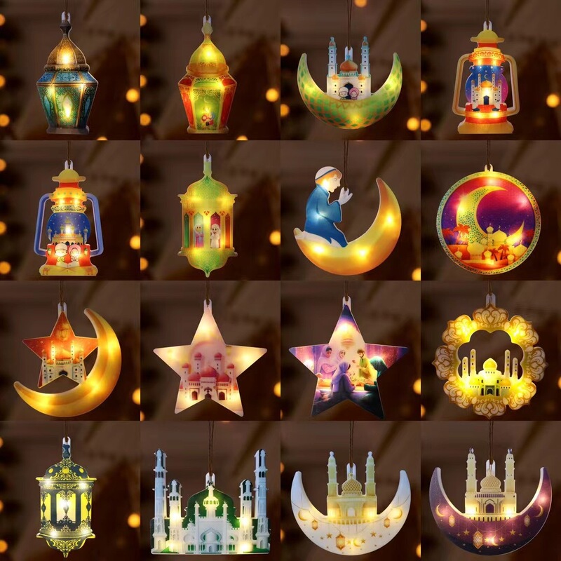 Cross-border new painted stars and moon castle curtain lights love girl room angel LED decorative light string