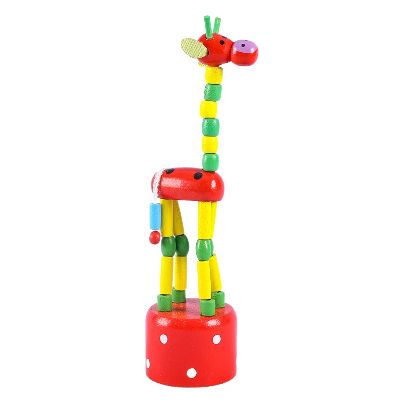 Giraffe Puppet Swing Stand Barrel Wooden Animal Finger Doll Mini Cute Dancing Animal Doll Toy