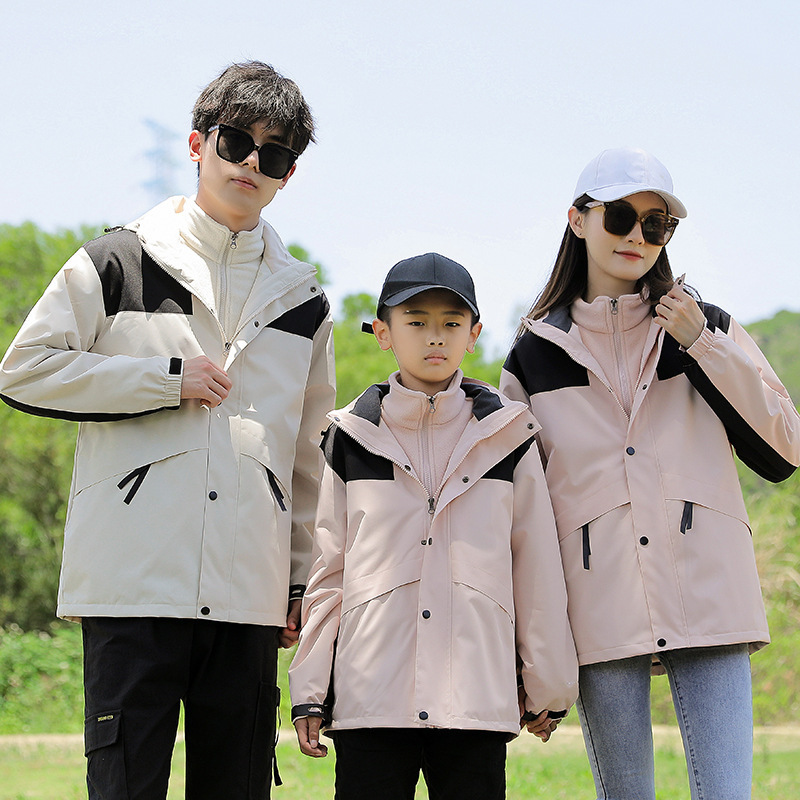 Chaqueta al aire libre para hombres y mujeres tres en uno desmontable de dos piezas impermeable y transpirable forrado de vellón engrosado traje de Montañismo senderismo