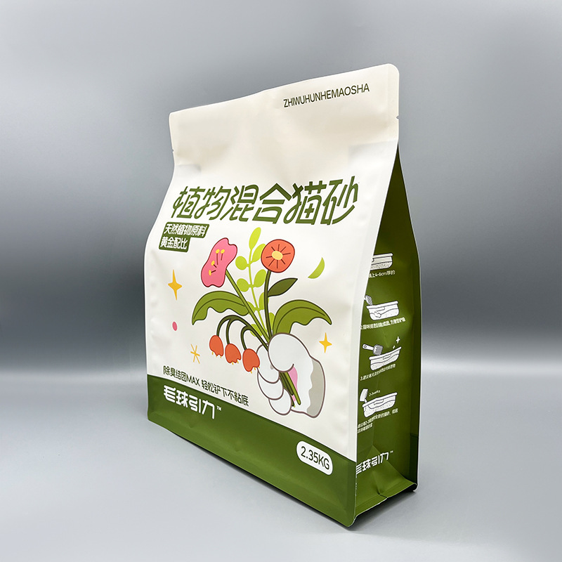 8 面シール植物猫砂包装袋ペットフード袋プラスチック食品ドッグフード袋自立底キャットフード袋|undefined
