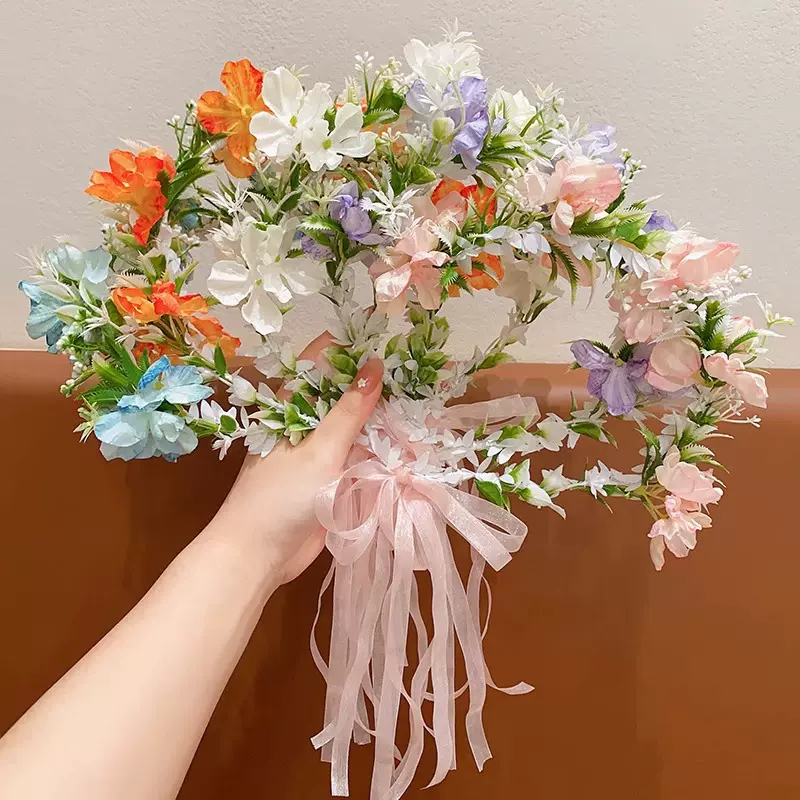 儿童发箍公主超仙花环头饰女孩森系仿真花朵飘带头箍女童头花发饰