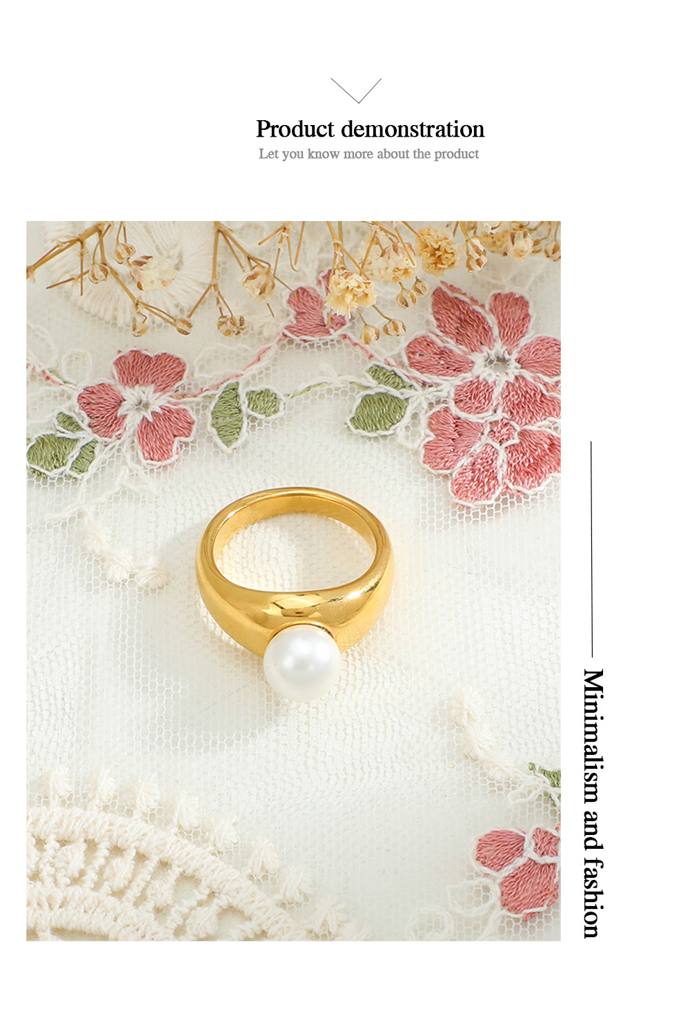 Retro Pearl Stainless Steel Rings Plating Stainless Steel Rings