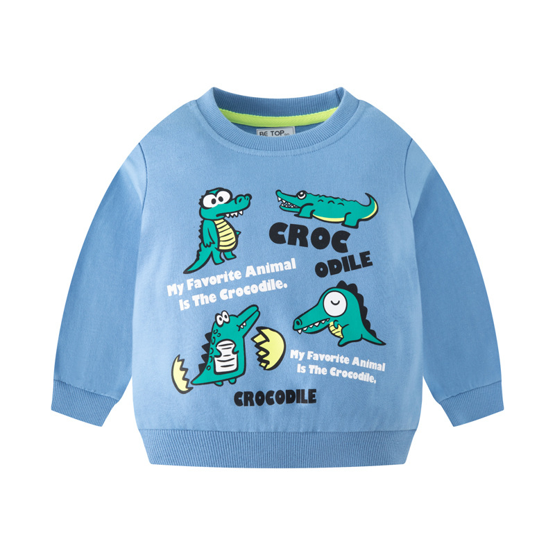 Ropa infantil de alta calidad 2026, ropa de otoño para niños, sudadera con letras de dibujos animados estilo coreano, suéter infantil de manga larga, venta al por mayor