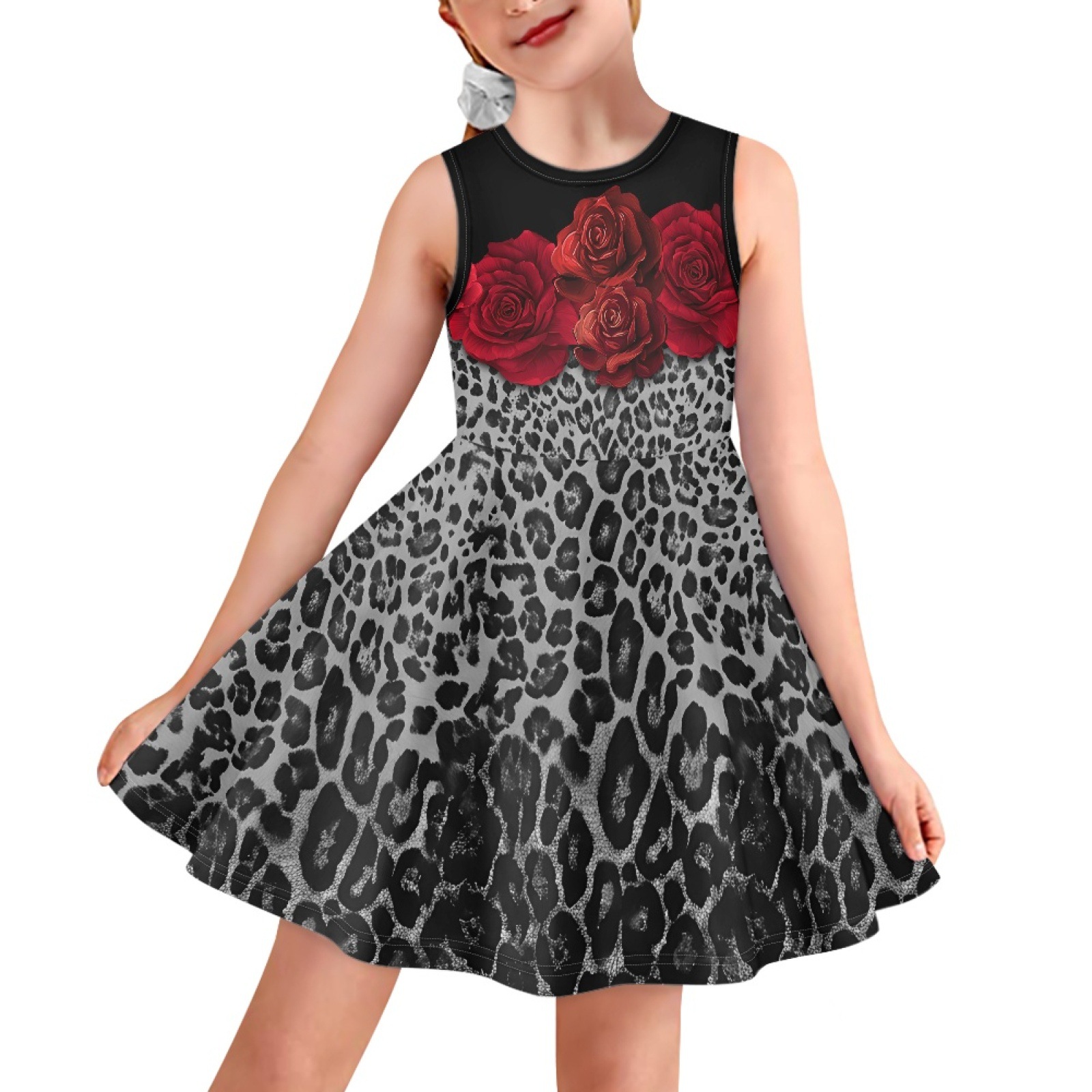 A Custom-Made Vintage Sleeveless Girls' Dress with Beautiful Prints for Young Girls and Children's Clothing