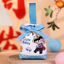 宝宝喜糖袋子满月周岁生日伴手礼盒空盒儿童手提帆布糖果袋礼品袋