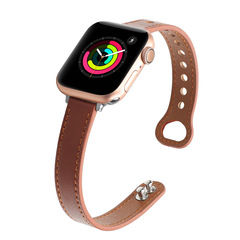 【YiQiXin】Ultra-fine Cowhide Double-Prong Thin Strap for Apple Watch 5–8th Gen & SE Models
