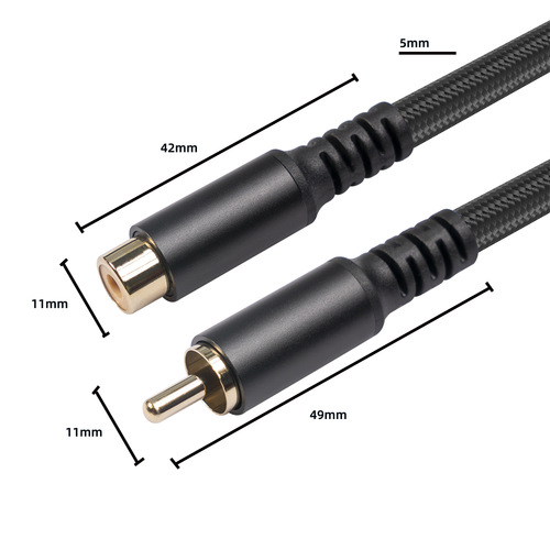New cross-border metal shell gold-plated head double shielded cable lotus head male to female audio and video extension RCA audio cable