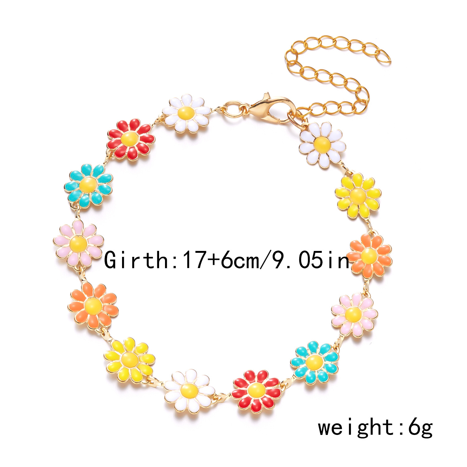 9g Weight 0.05µm-0.08µm Gold Plating Thickness Electroplating Gold Plating Process KC Golden Plated Plating Material Rhinestones, Zinc Alloy Pendant Material Rhinestones Inlay Material Bracelets Classification Alloy Chain Material cable chain Chain Type 1 Piece Quantity Holiday, Daily Occasion Copper Material Flower Pattern Women's Gender Simple Style, Classic Style Style Enamel Craft Simple Style Classic Style Flower Alloy Copper Wholesale Bracelets 3
