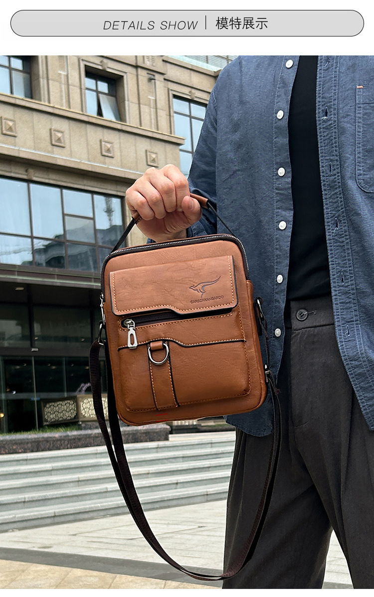 Bolso de cuero sencillo transfronterizo, bandolera de negocios de moda para hombre, bolso de mano, mochila informal, bandolera, venta al por mayor para comercio exterior