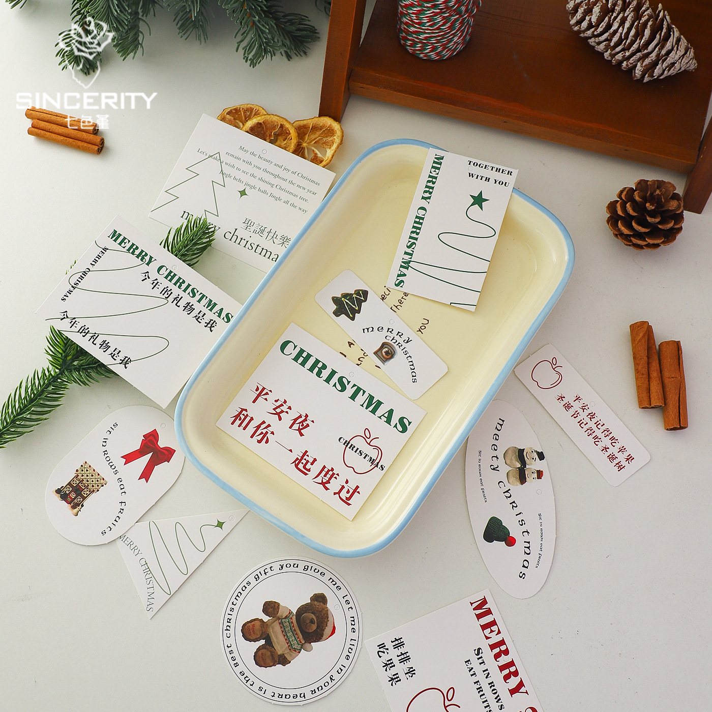 Tarjetas de Navidad de siete colores cordier regalo de regalo tarjeta de decoración diy flores artesanales floristas tarjetas de embalaje de flores