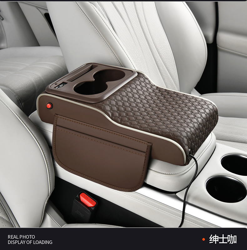 2026 Hot-Selling Car-Mounted Starry Sky Armrest Box Mat with Ambient Light, Height-Increasing Pad, Storage Box with Glow-In-The-Dark Strip, Car Accessories