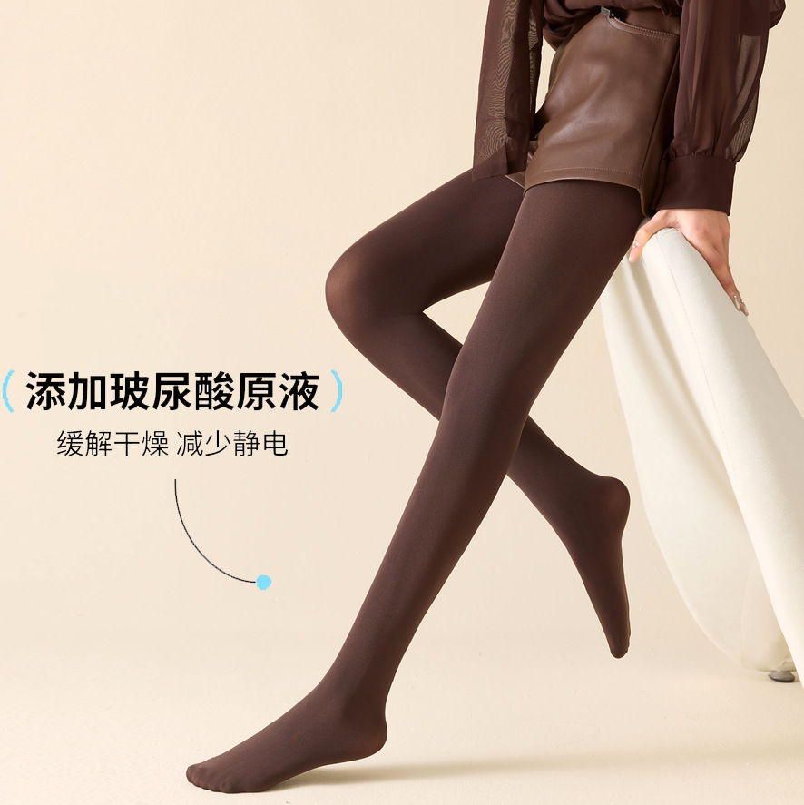 Maillard Dark Brown Stockings Velvet Bare-Leg Pantyhose Spring and Autumn Gray Pressure Slimming Leggings for Women