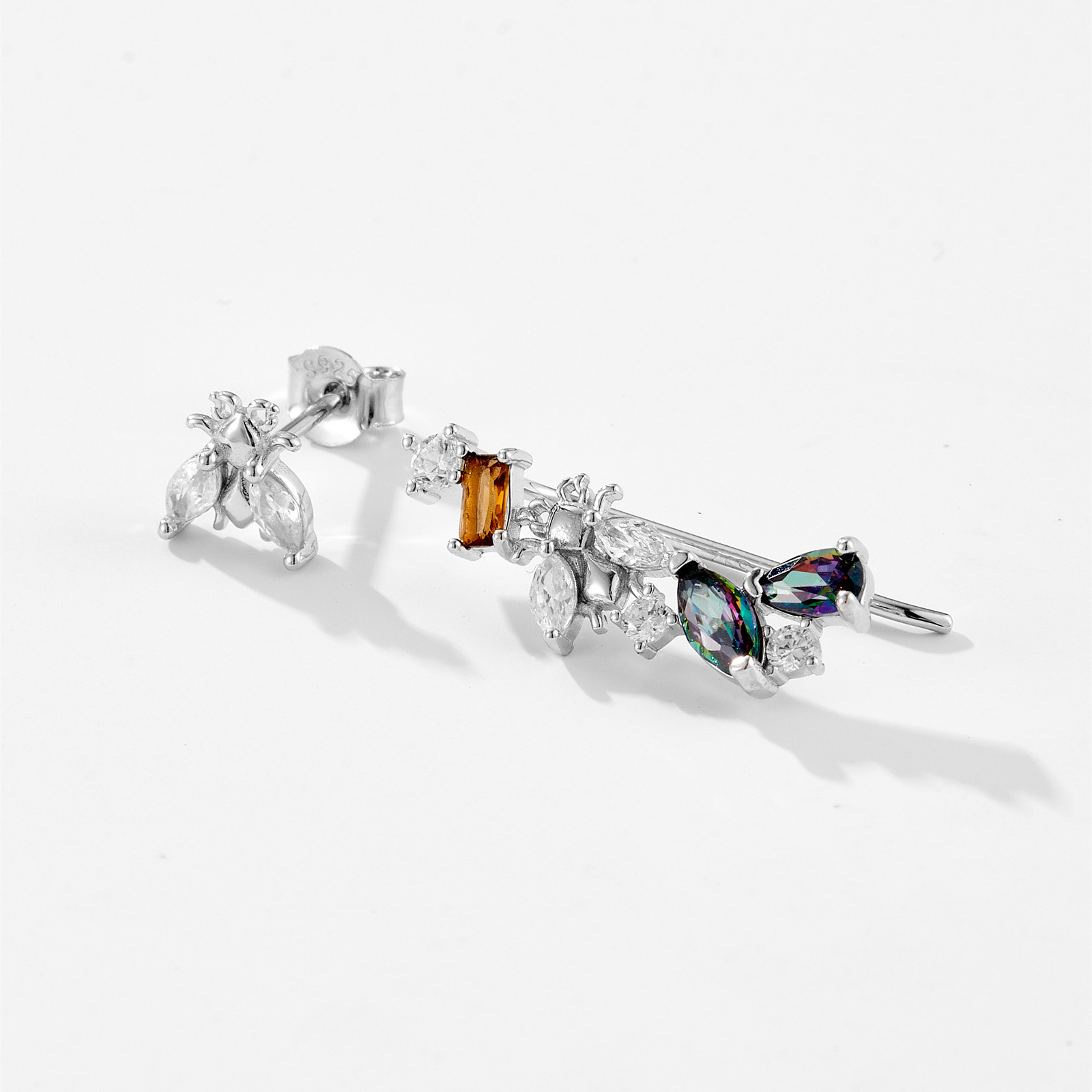 Holiday, Daily Occasion 925 Sterling Silver Material 1 Pair 18K Gold Plated 925 Sterling Silver Zircon Ear Studs