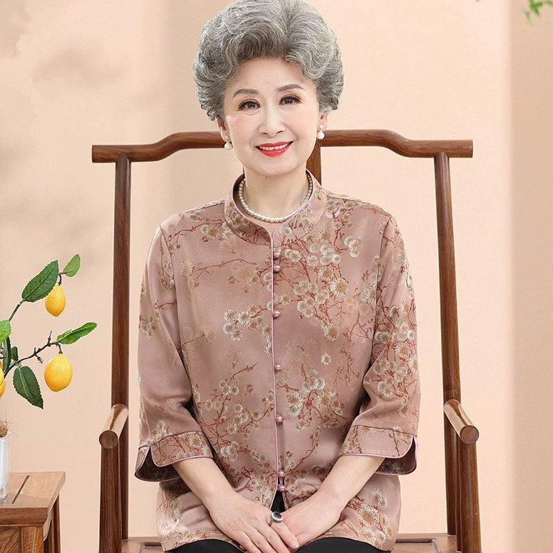 Весенняя рубашка для бабушки, одежда для старушек, летняя рубашка для мамы 70 лет, рубашка для женщин среднего и пожилого возраста, Вестерн-стиль