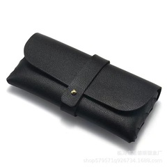2024 New Soft Bag PU Leather Nail Case Sunglasses Case Wallet Style Simple Portable Sunglasses Case with Logo