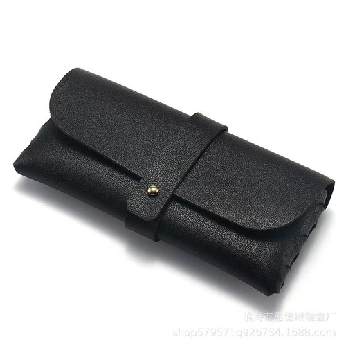 2024 New Soft Bag PU Leather Nail Case Sunglasses Case Wallet Style Simple Portable Sunglasses Case with Logo