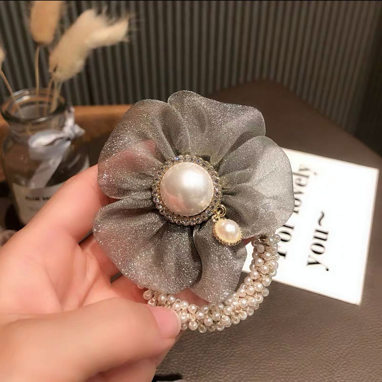 2021 New Flower Pearl Hair Rope Elegant Style Headdress Korean Hair Band Hair Band Summer Hair Rope for Women