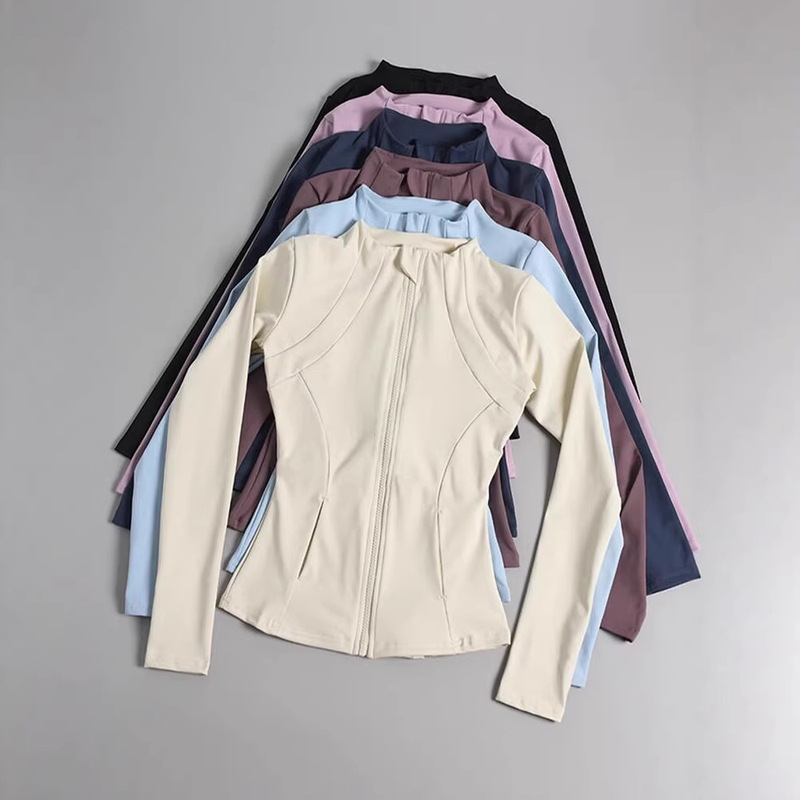 Stand Collar Slim-Fit Sun Protection Clothing for Women 2026 New Summer Ice Silk Jacket with Fishbone Waist Cinching Sports Yoga Top Summer