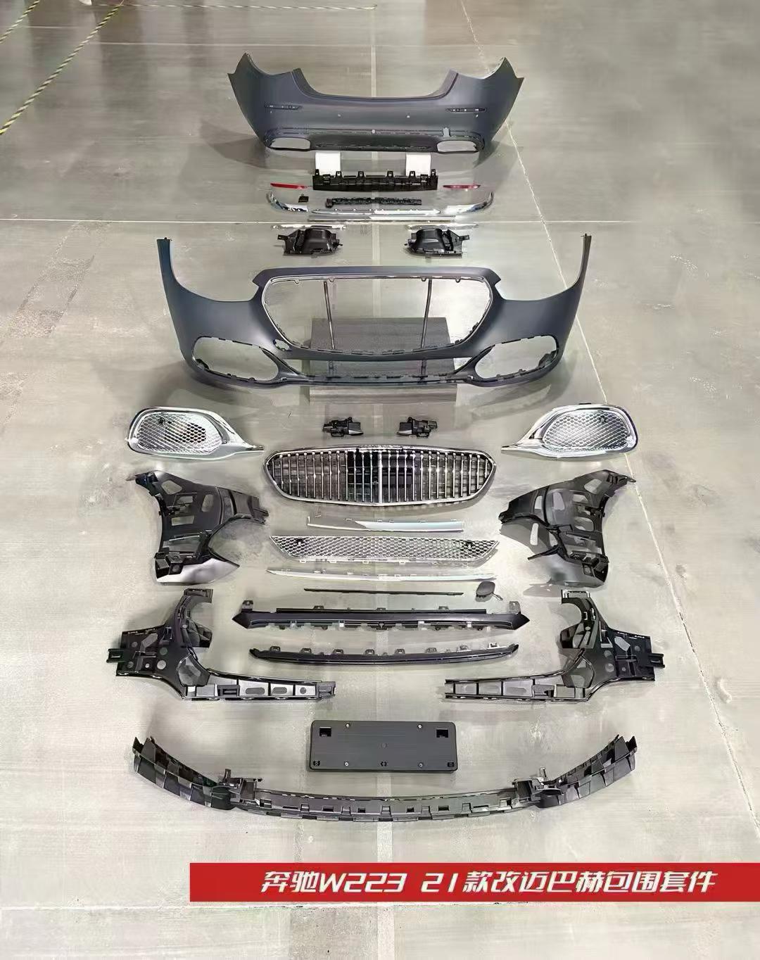 Suitable for 21-25 Mercedes-Benz S-Class modified W223 Maybach front and rear bumper, full grille surround kit