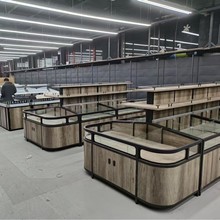 超市木质杂粮散装干货柜干果零食货架展示中岛柜胖超市杂粮柜