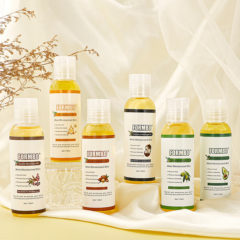 El aceite de masaje corporal FORMBO alivia la piel seca. Aceite de masaje para el cuidado de la piel vc._voghion.com