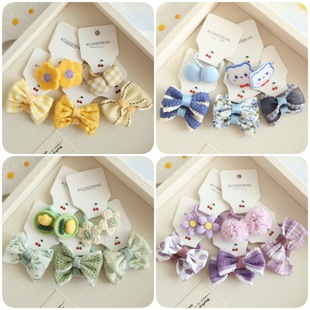 B6 factory wholesale children's cute headdress hair accessories baby multi-color bow thumb rubber band set 1 set