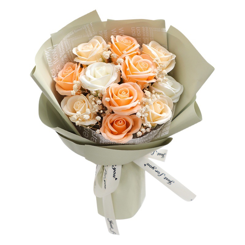 Flor eterna flor rosa flor de jabón ramo falso producto terminado flor seca para novia regalo del día del maestro clavel flor de jabón