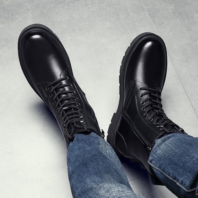 Martens, модные высокие сапоги из кожи и флиса с застежкой-молнией