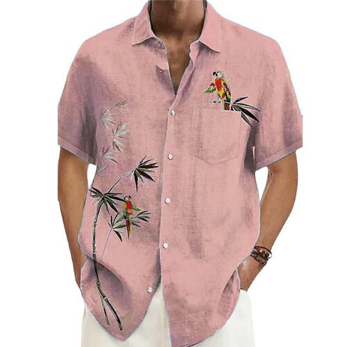 Summer AliExpress Hawaii Men's Short Sleeve Shirt Coconut Tree 3D Print Collar Casual Loose Open Shirt Wholesale