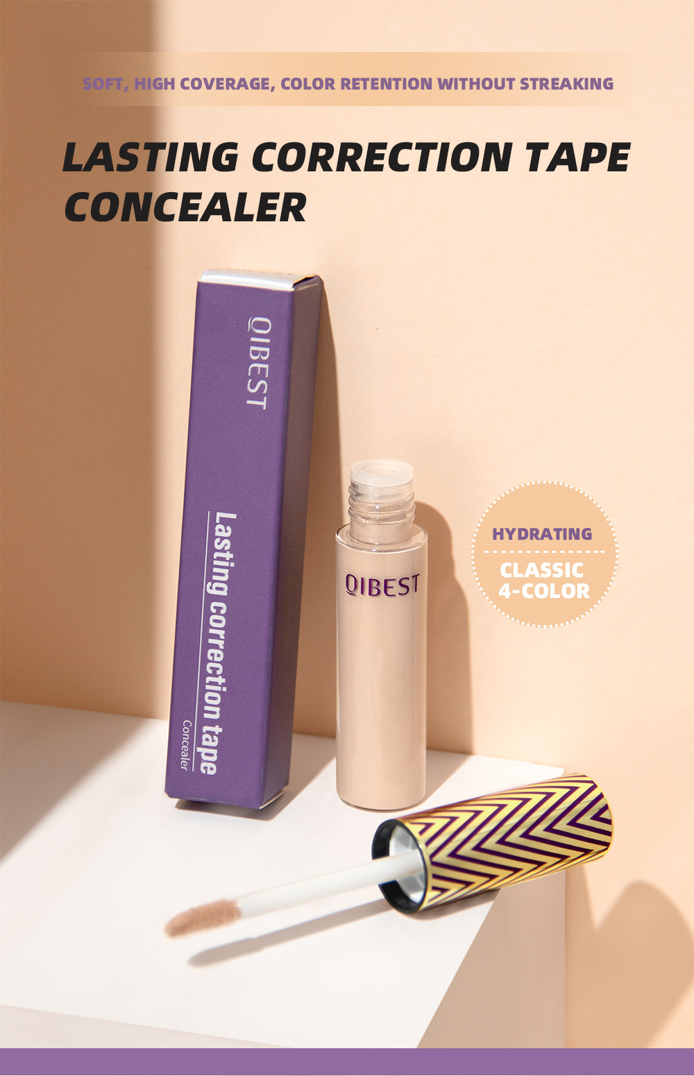 QIBEST Concealer is waterproof, sweat-proof, long-lasting, and does not easily smudge. It can cover pigmentation, acne marks, fade dark circles, and is a contouring liquid details Picture