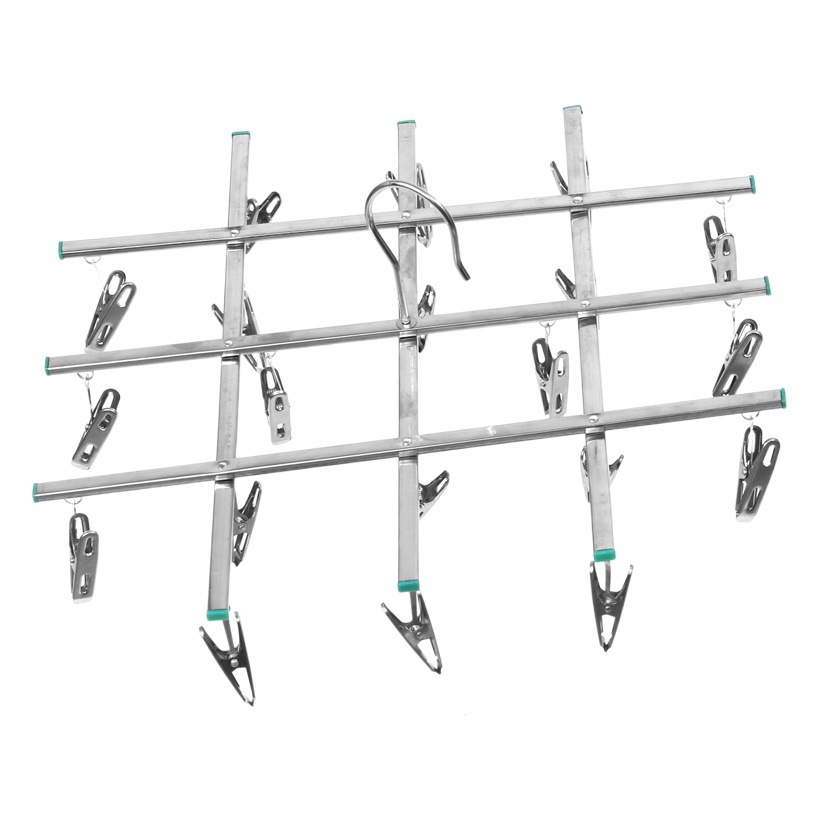 Gancho a prueba de viento de acero inoxidable retráctil percha de ropa plegable 20 clip multi-clip percha de ropa interior percha calcetines tendedero al por mayor
