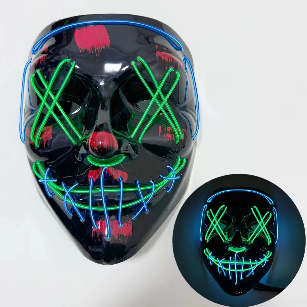 Europea y Americana transfronteriza LED de Halloween negro V vendetta Máscara Luminosa hecho a mano al por mayor de La Danza del Fantasma Máscara de Luz Fría