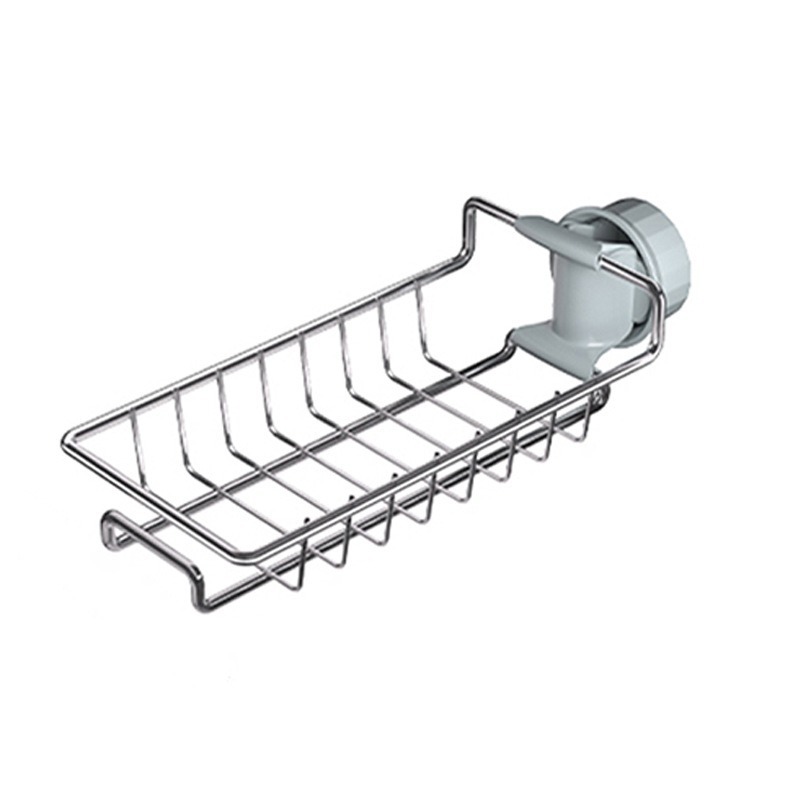 Cocina doméstica grifo esponja de almacenamiento de drenaje de agua marco de baño de acero inoxidable floral estante de artículos de baño