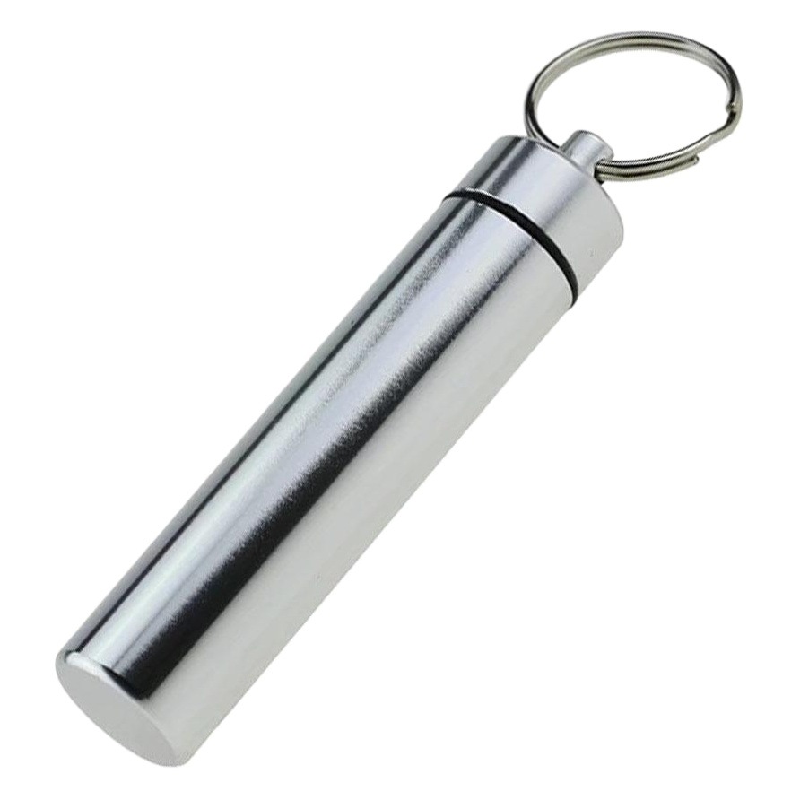 En stock aleación de aluminio hisopo de algodón tubo impermeable sellado de metal caja de la píldora portátil palillo de dientes de almacenamiento de plata aguja de aluminio botella