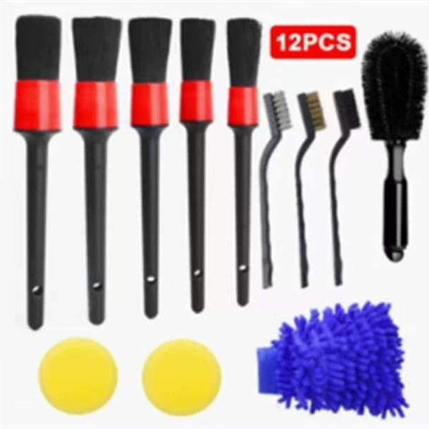 Рекламный трансграничный набор из 12 частей автомобильного воздуховода детали щетки щель щель деталь щетка для чистки автомобиля