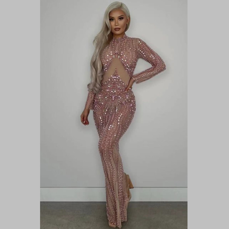 New cross-border European and American female singer birthday party sexy dress transparent mesh high stretch pregnant women Photo dress New cross-border European and American female singer birthday party sexy dress transparent mesh high stretch pregnant women Photo dress
