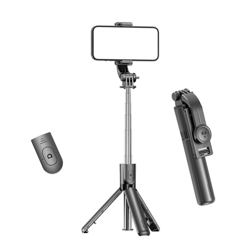 Hermoso teléfono móvil de disparo en vivo con soporte Bluetooth, palo para selfies, artefacto multifunción, anti-vibración, trípode retráctil, portátil